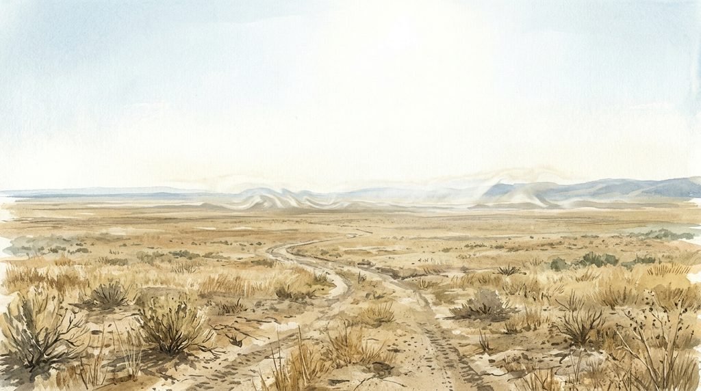 Flat, hot prairie under a white summer sky — Indian Territory